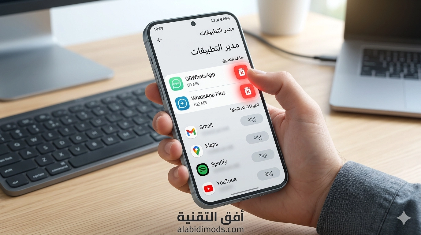 حذف واتساب المعدل لحل مشكلة App Not Installed